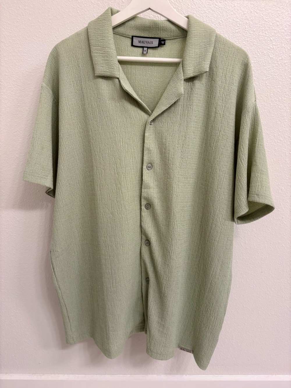 Mauvis Light Sage Short-Sleeve Button-Down Shirt